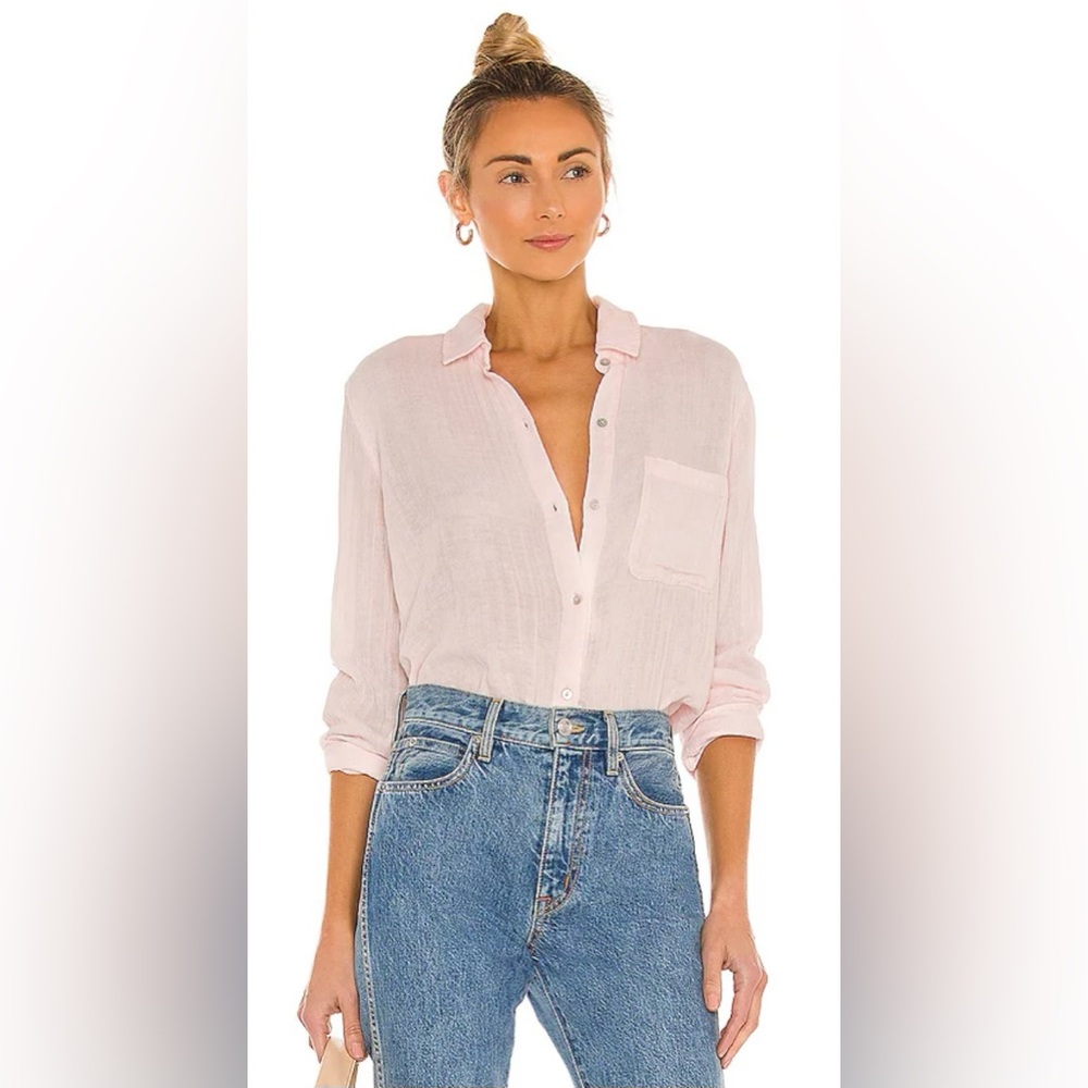 Rails Top Women’s Large 100% Cotton Ellis Top in Petal Button-Down Shirt